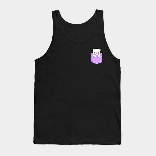 Cute bear in pocket Tank Top by Lovely Arts